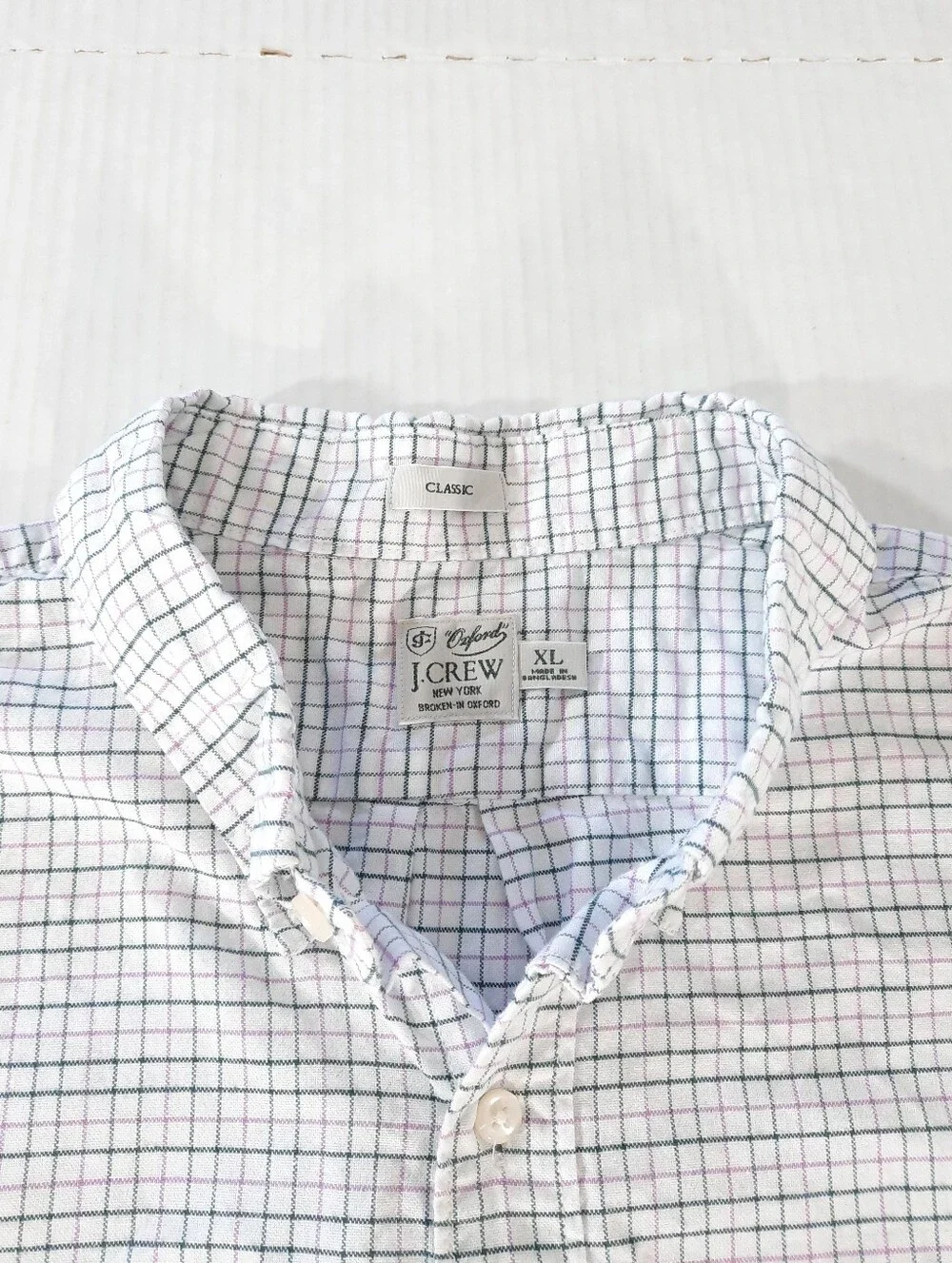 J Crew Classic Fit Check Broken-In Oxford Shirt